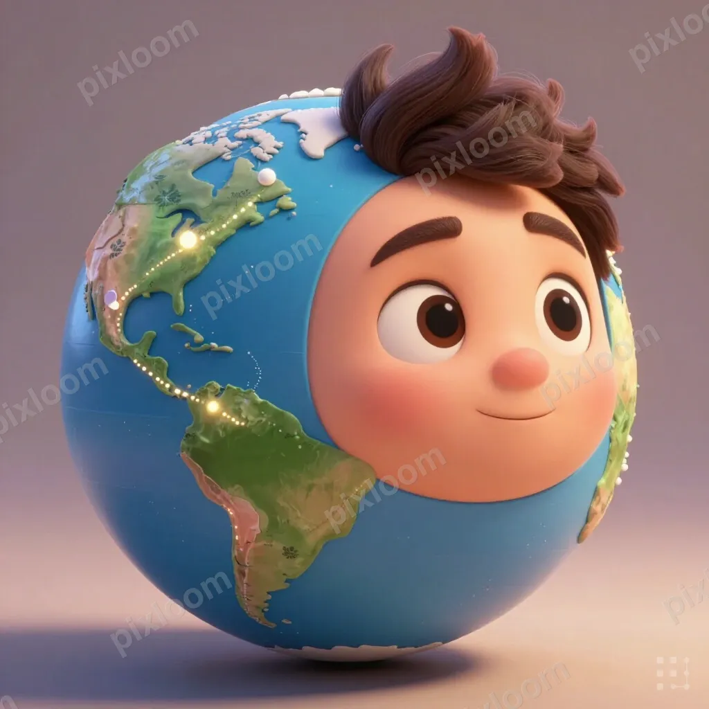 3D rendered globe with highlighted travel route connecting c