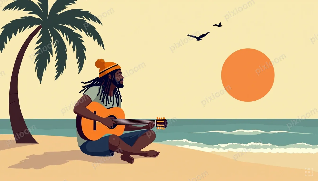 A man with dreadlocks and a knit beanie sits cross-legged on