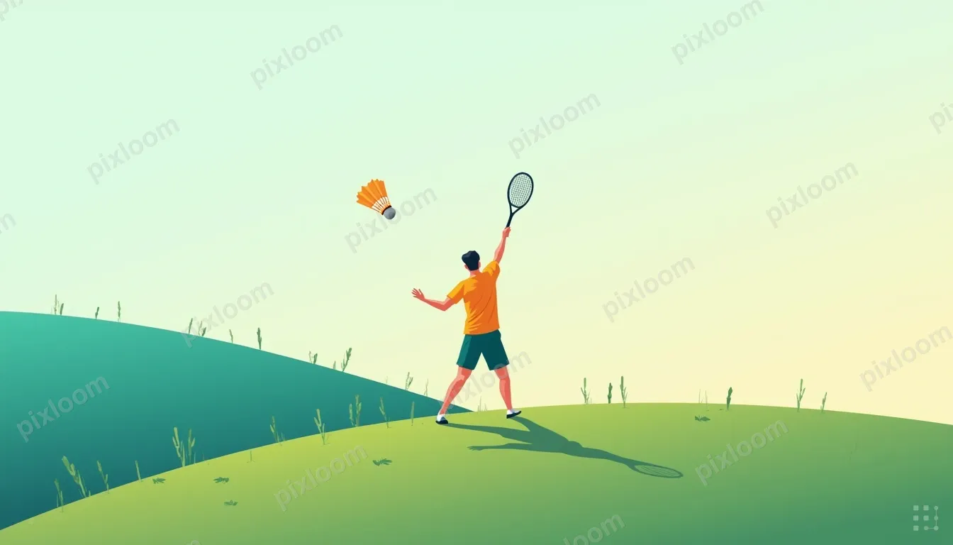 a man play badminton on a hill