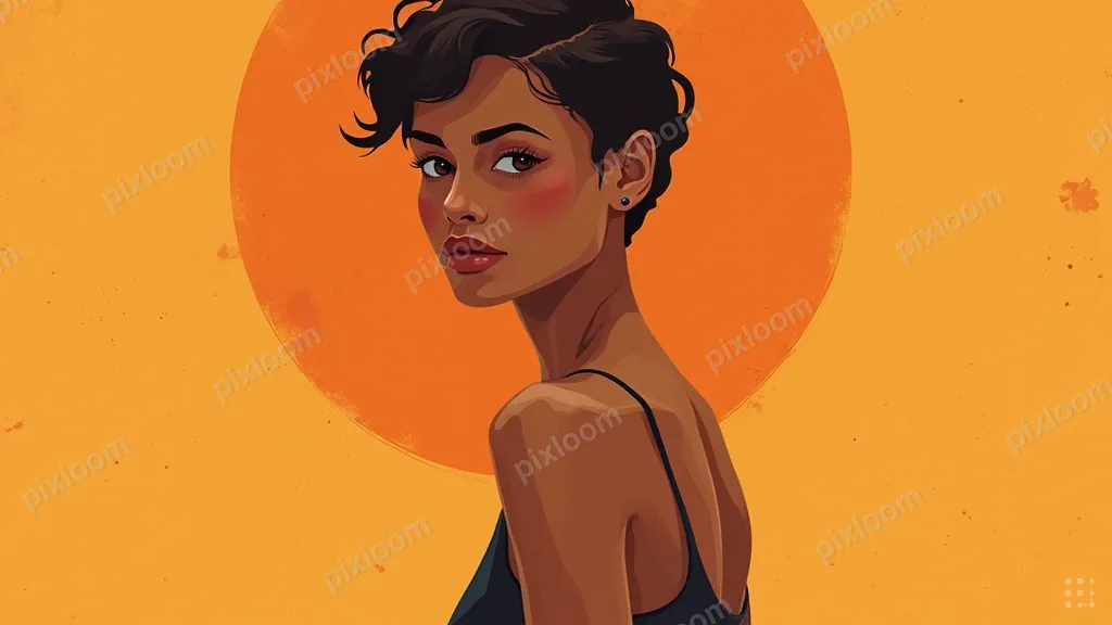 vector illustration, bold geometric shapes, a person looking