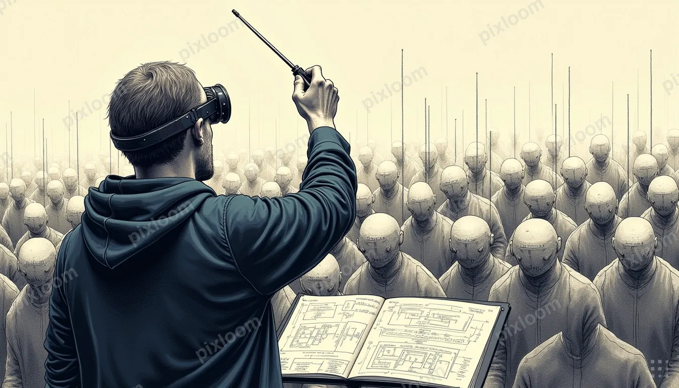 Camera positioned behind and slightly to the right of the co