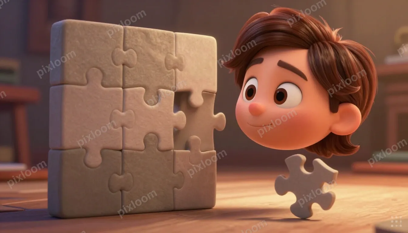 Puzzle pieces coming together to form a complete picture, fi