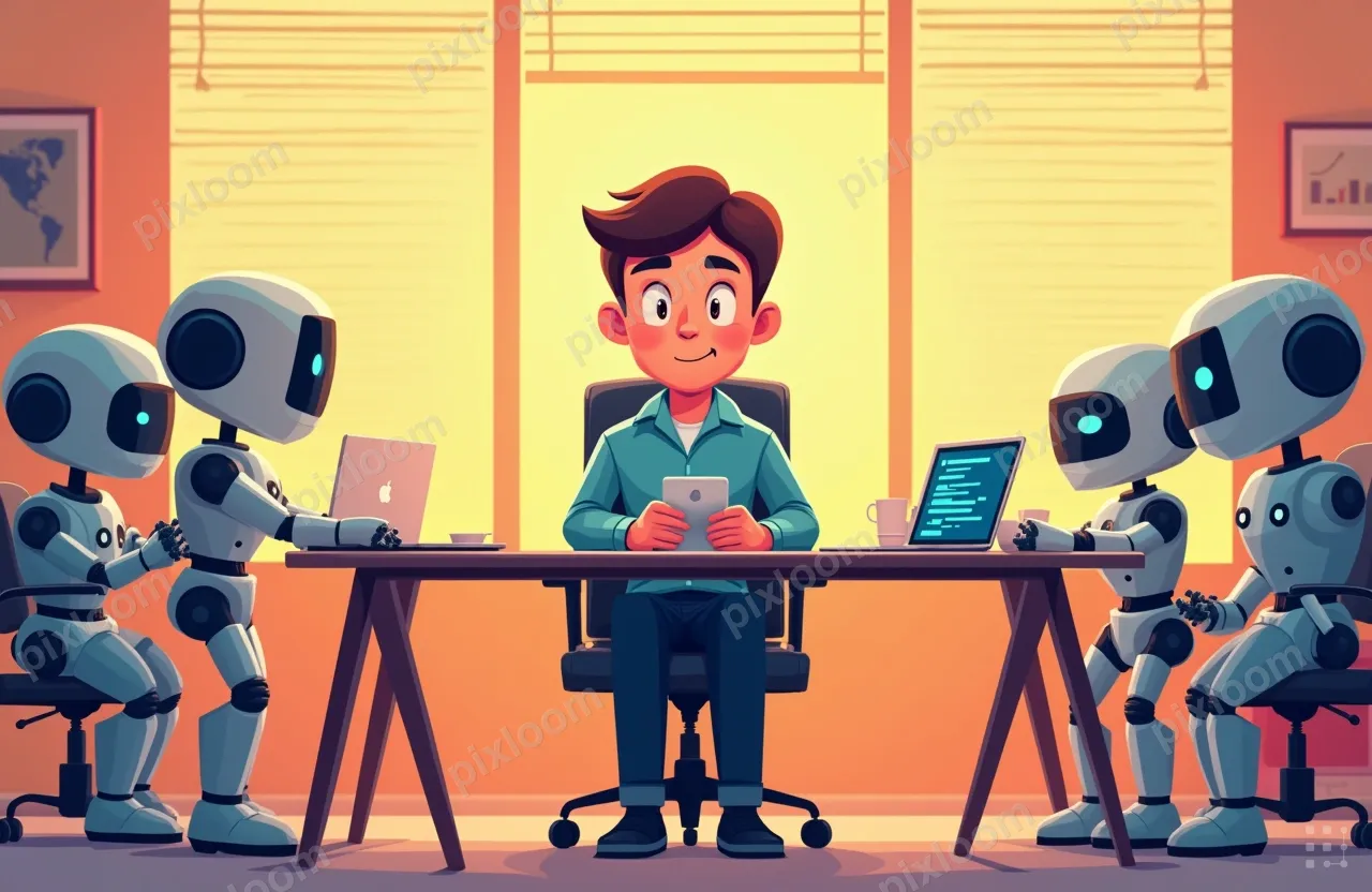 A software engineer leaning far back in an office chair, fee