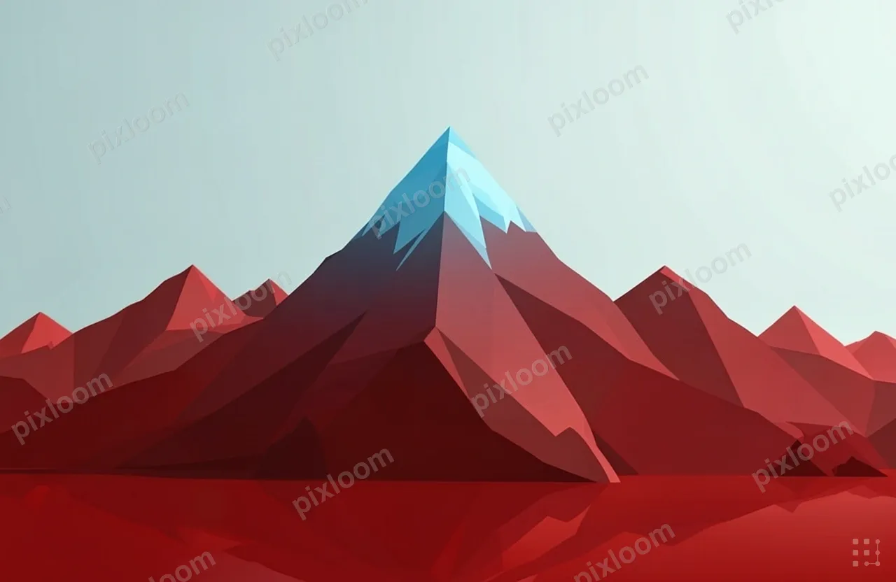 Low-poly abstract mountain of geometric facets, gradient fro