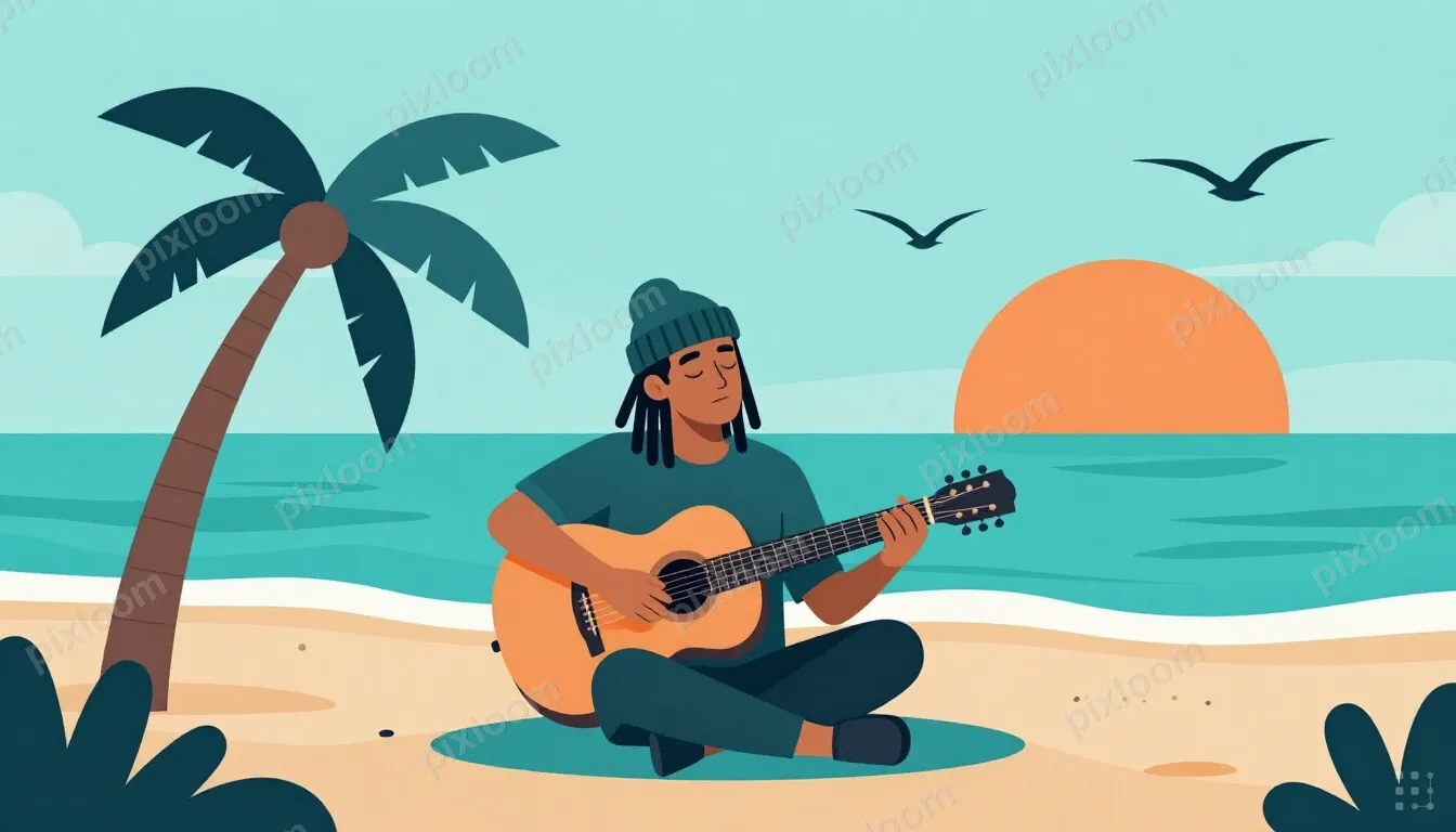 A man with dreadlocks and a knit beanie sits cross-legged on