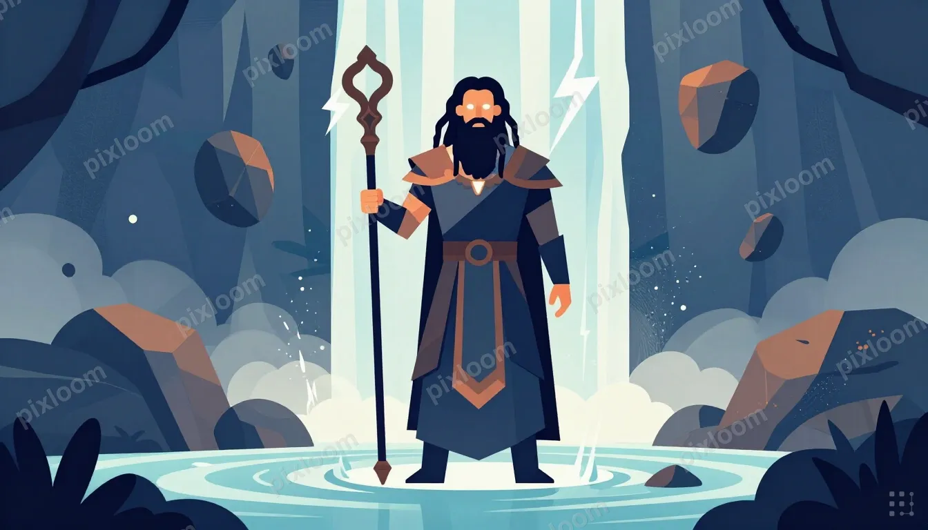 A tall man with a long beard and wild dreadlocks stands in a
