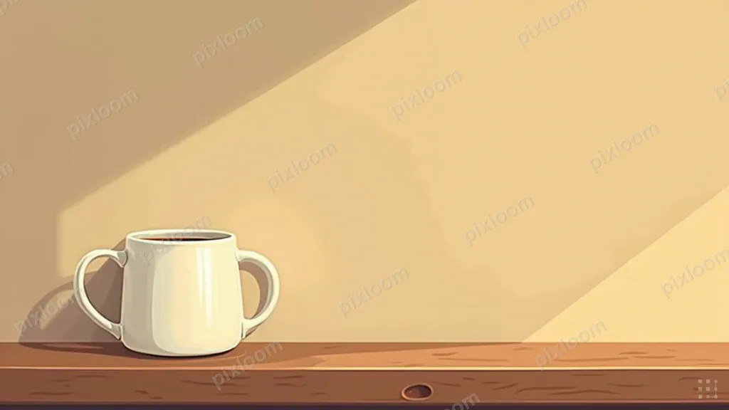 vector illustration, flat color fills, a ceramic coffee mug