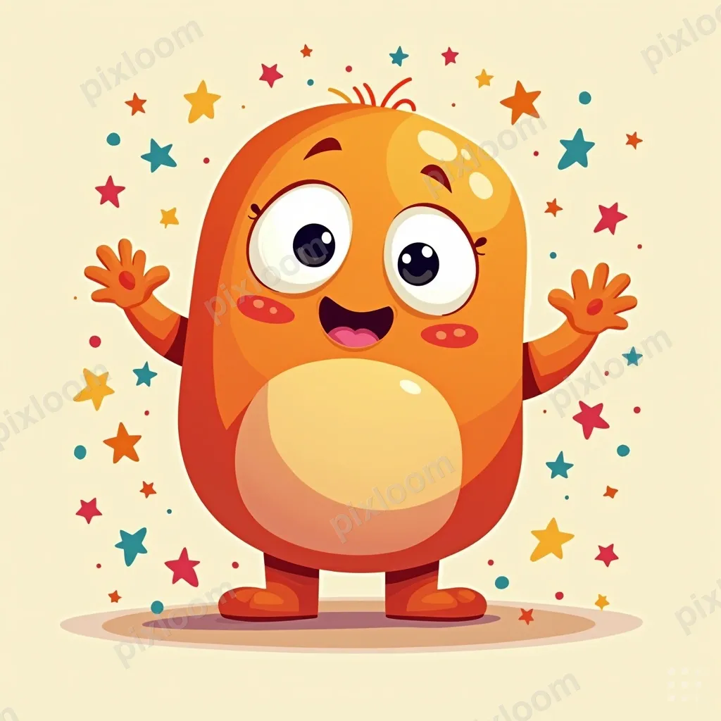 Cartoon abstract — bouncy shapes, happy colors, confetti-lik