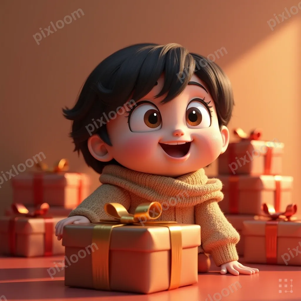 3D rendered gift boxes stacked in composition, wrapped in me