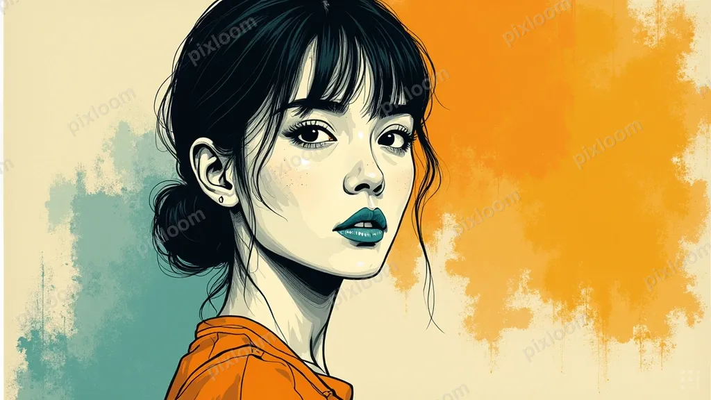 line art editorial illustration, screen print texture, a per