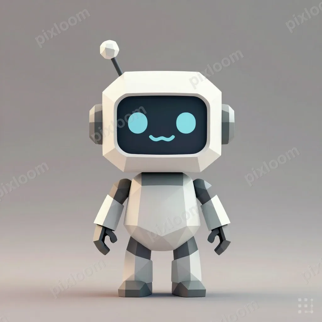 robot mascot avatar with a friendly face and antenna
