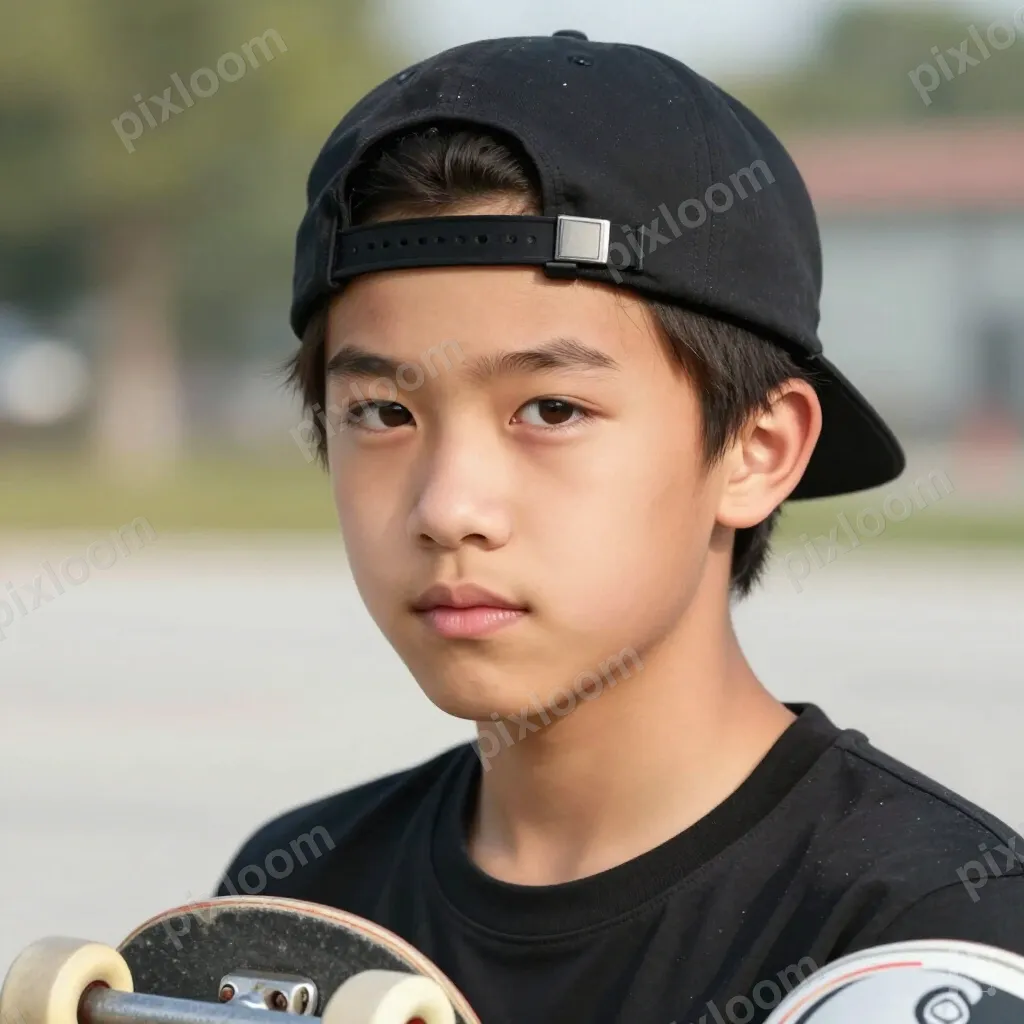 avatar of a teenage skateboarder with a backwards cap