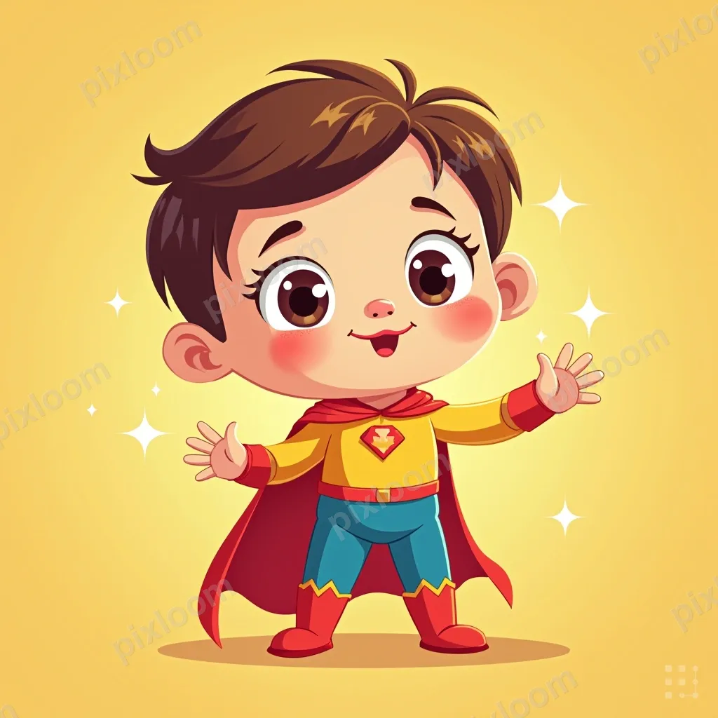 Comic-kids style child doing breathing exercises, counting f