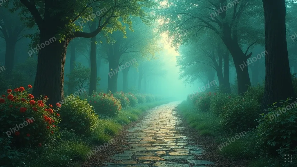 digital painting, fantasy concept art, a winding path throug