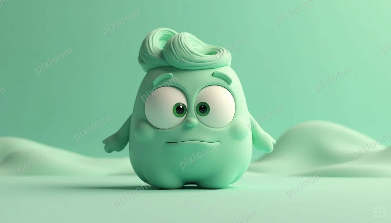 3D render of smooth wavy surface in mint green, soft studio 