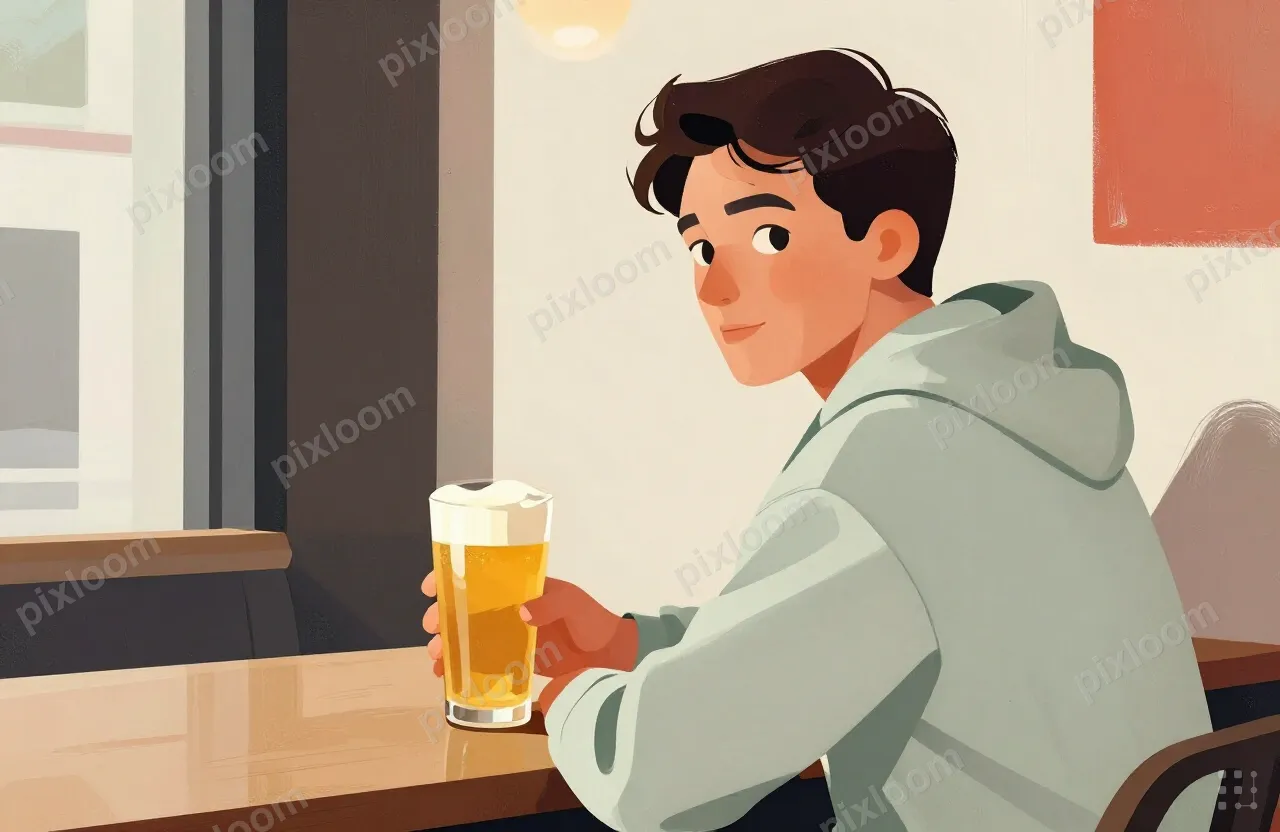 A man wearing a casual hoodie, seen from behind, seated at a