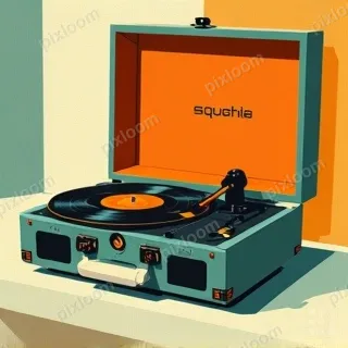 vintage record player with vinyl