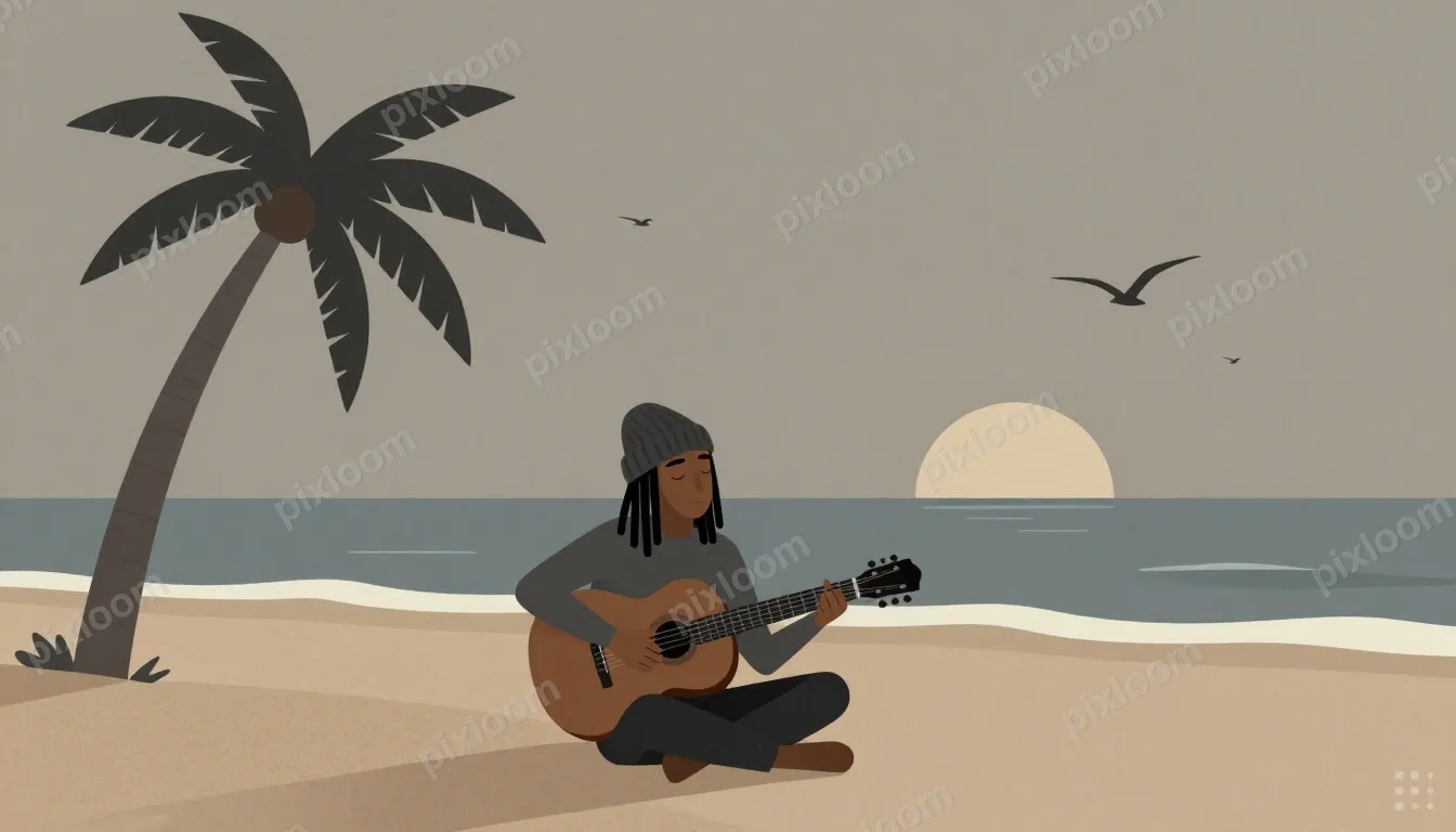 A man with dreadlocks and a knit beanie sits cross-legged on