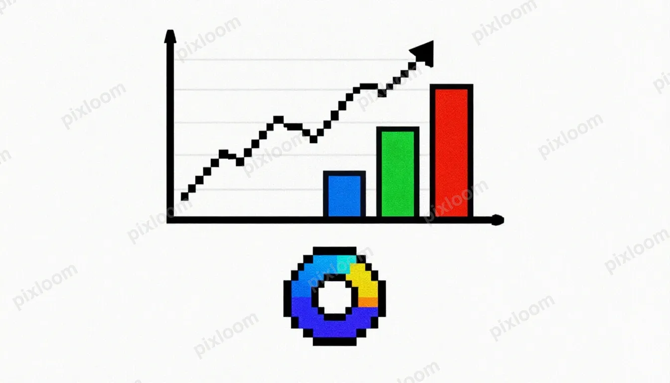 An abstract set of clean charts and metrics elements: one li