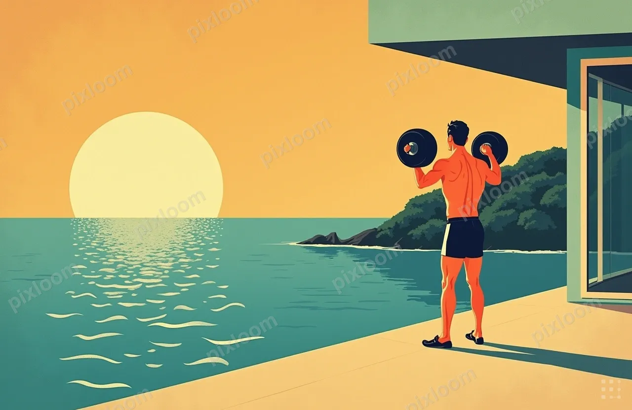 man in his mid-forties not muscular lifting weights on the