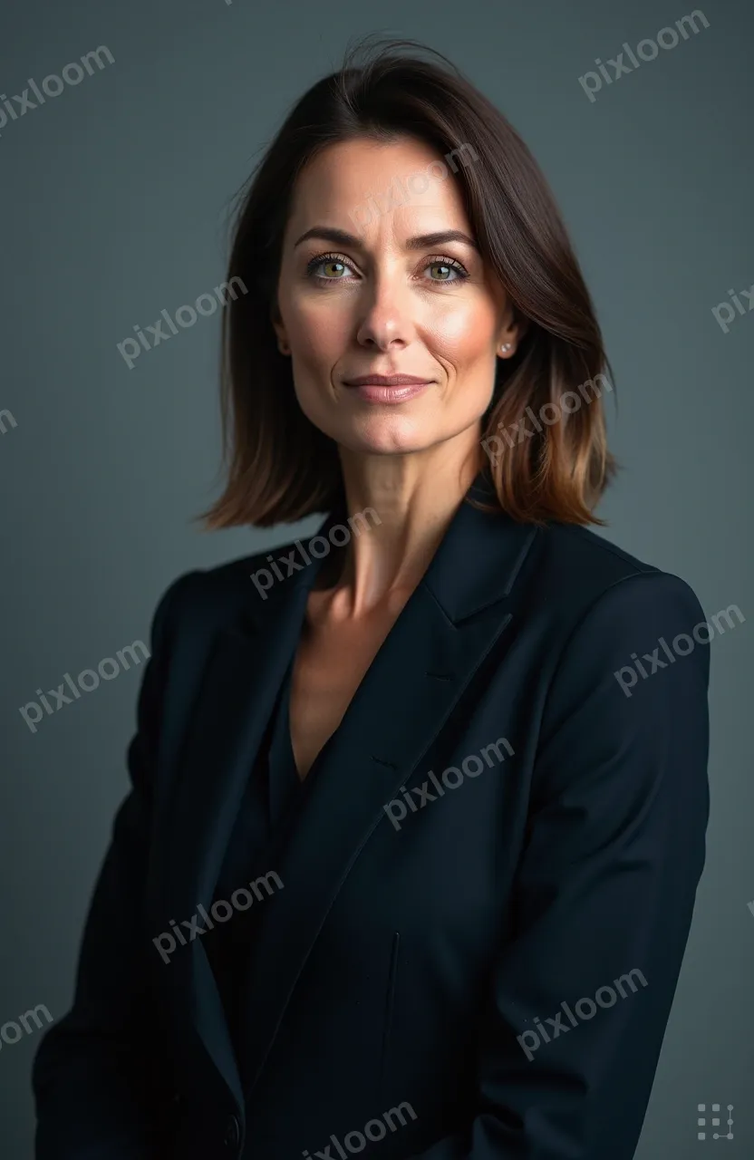 Editorial portrait of a confident woman CEO, professional at