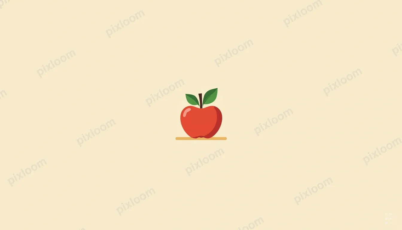 Flat icon set of food items — coffee cup, croissant, apple, 