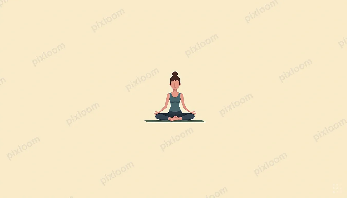 Flat icon set — yoga pose, meditation, apple, running shoe, 