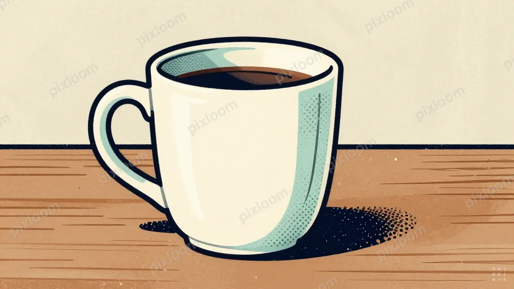 a ceramic coffee mug on a wooden table