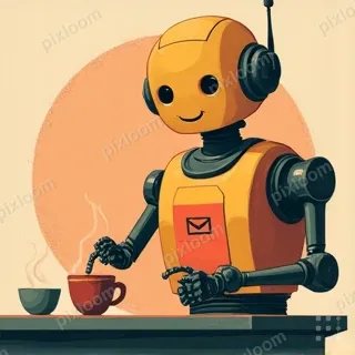 a friendly robot barista making coffee