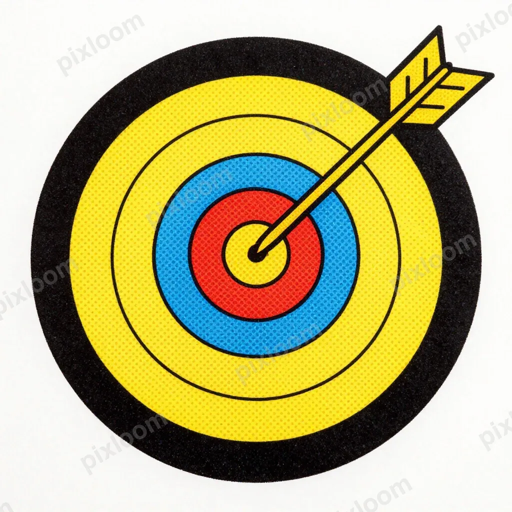 Pop art target with arrow in bullseye, bold concentric rings