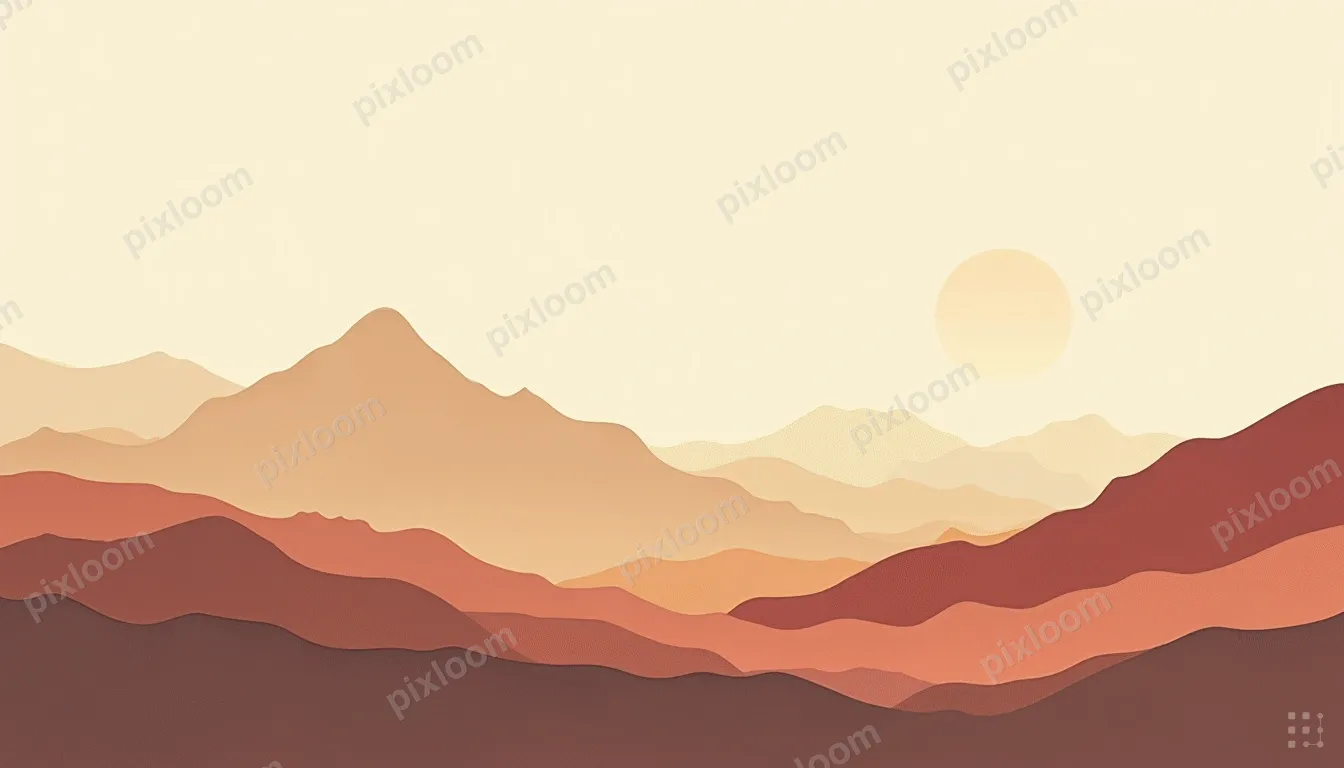 Modern illustration of layered mountain landscape, geometric